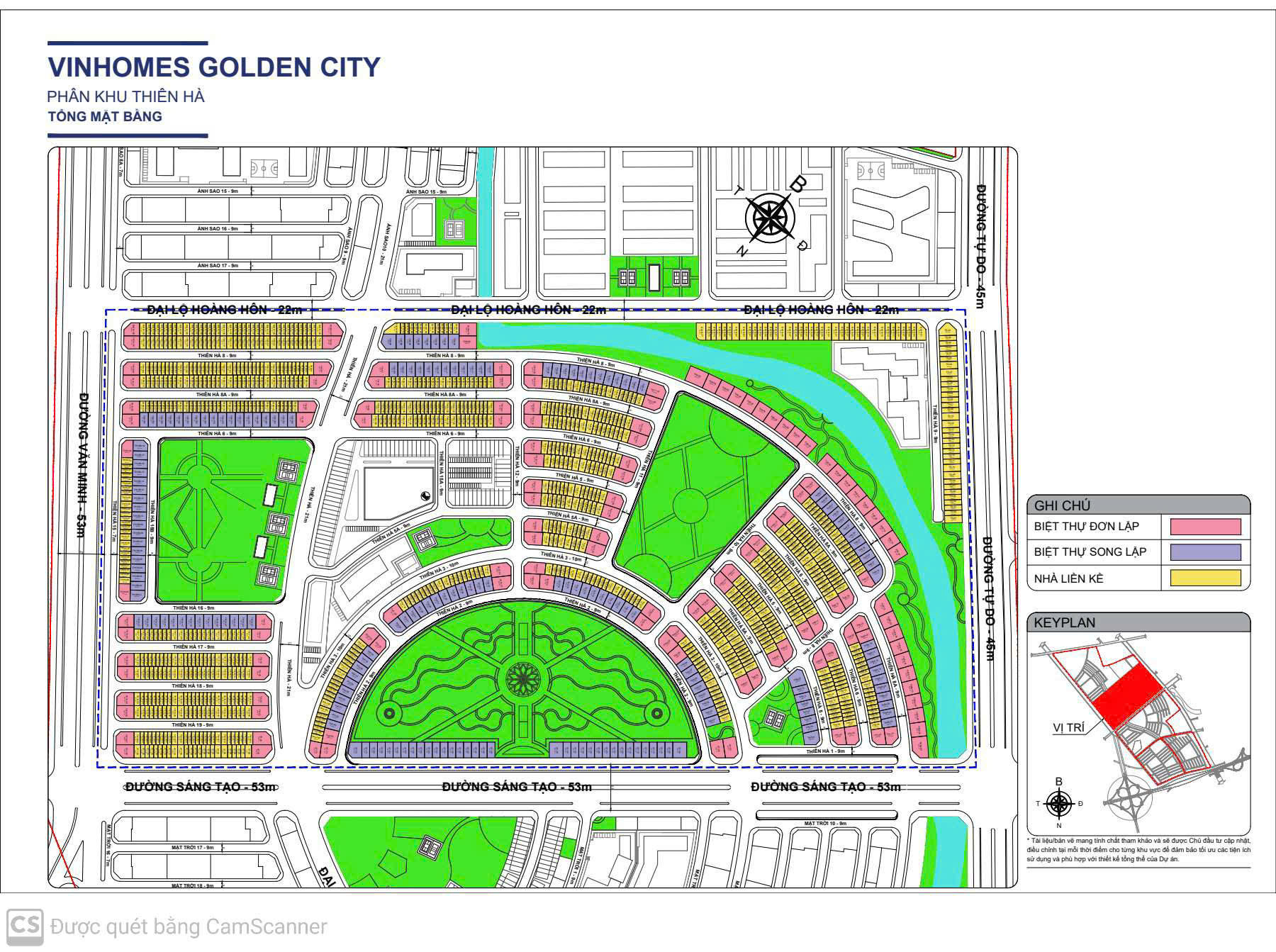 Mặt Bằng Phân Khu Thiên Hà golden City Hải Phòng